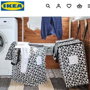 🔲 lot 2 IKEA Knalla storage bags NWT black white zipper handles reusable 12 gal